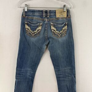 L.A. Idol USA Blue Denim Jeans with Rhinestone Embellishing